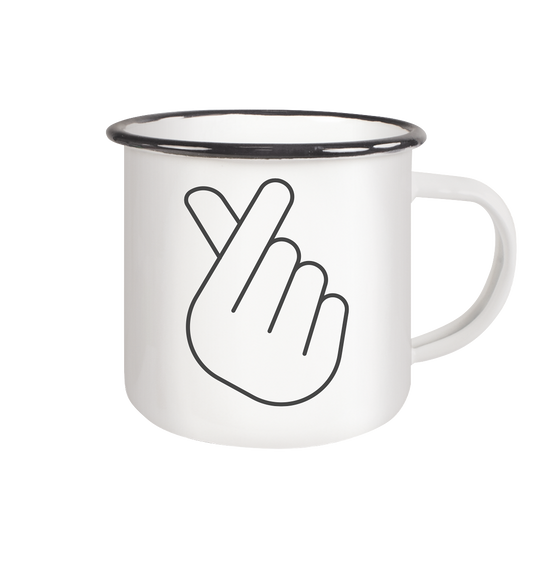 FINGER HEART - Enamel Mug (Black)