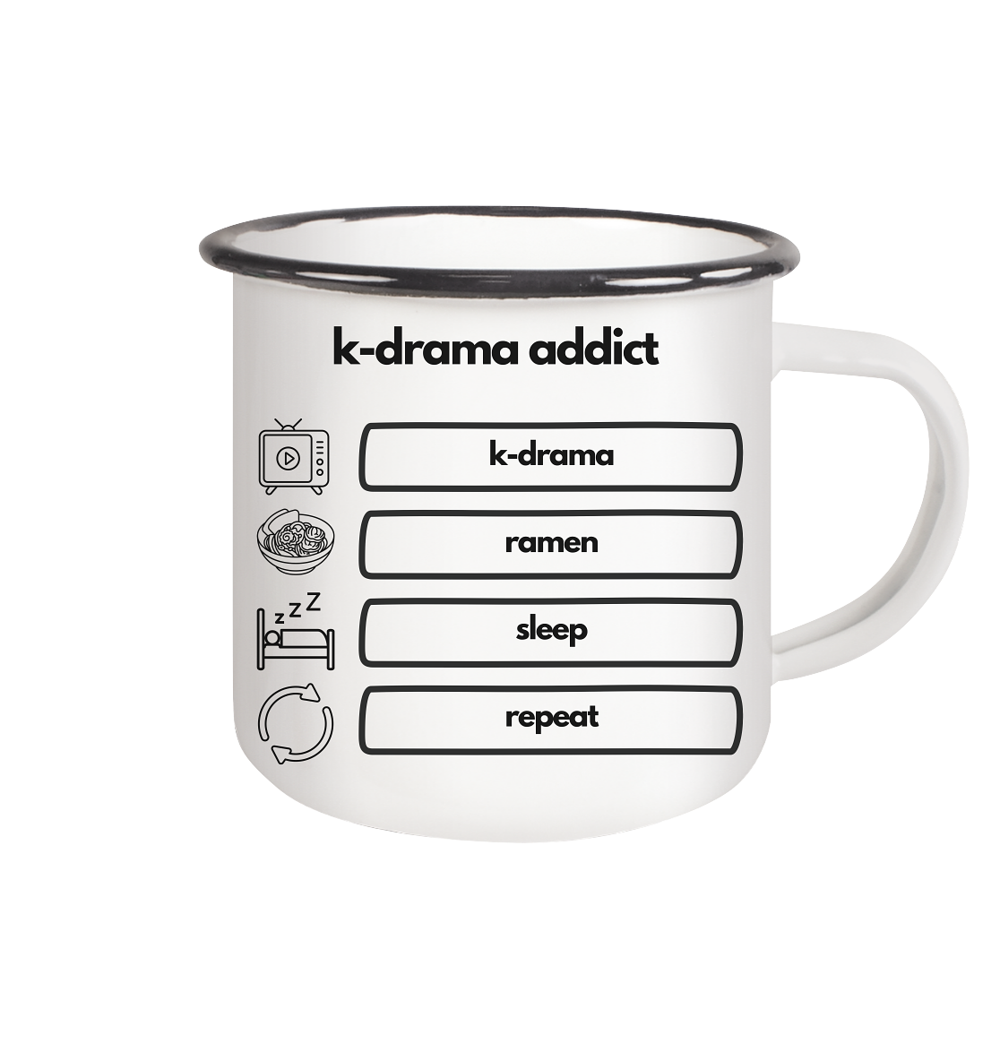 K-Drama Addict - Enamel Mug (Black)