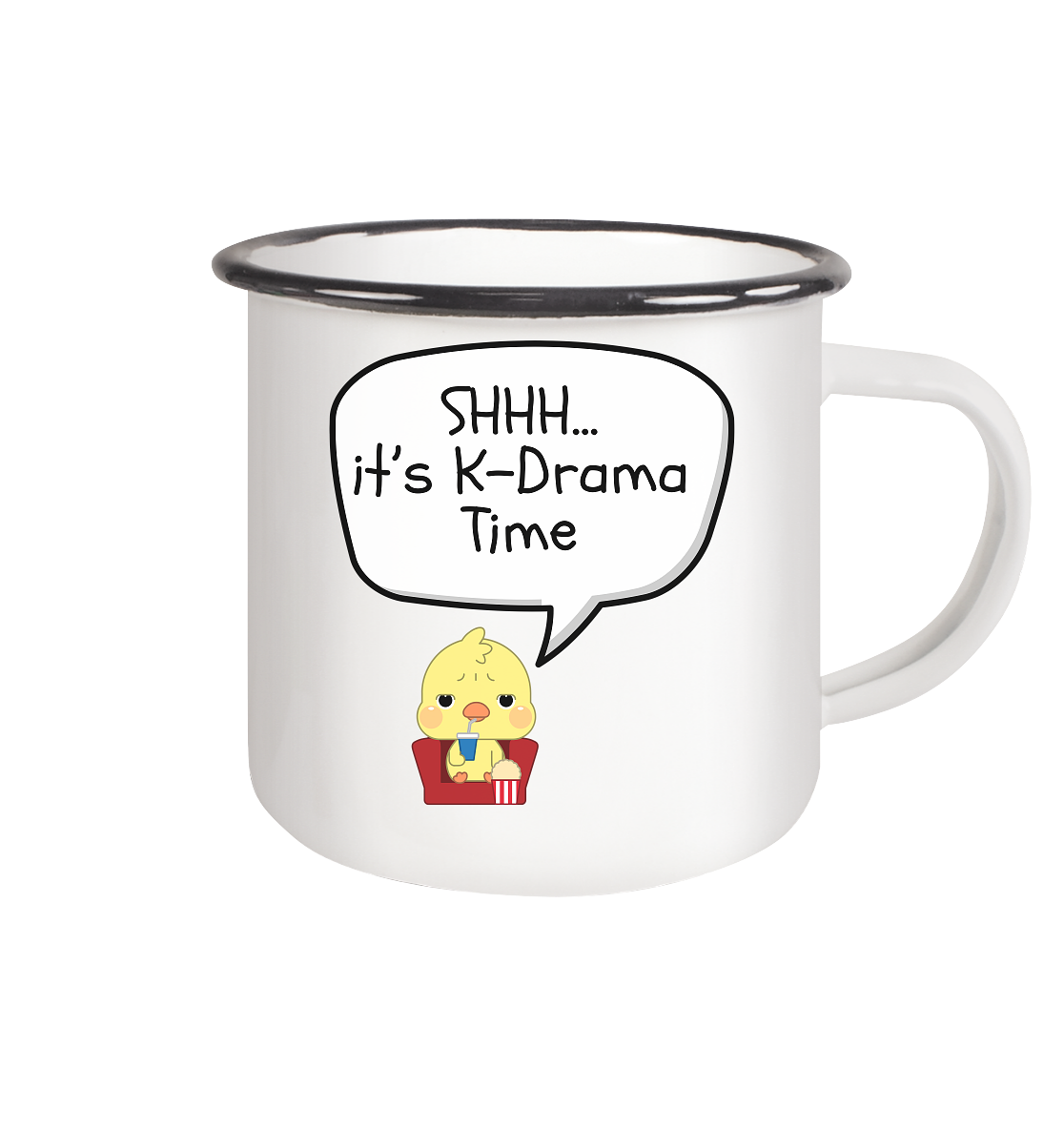SHHH... IT'S K-DRAMA TIME - Enamel Mug (Black)
