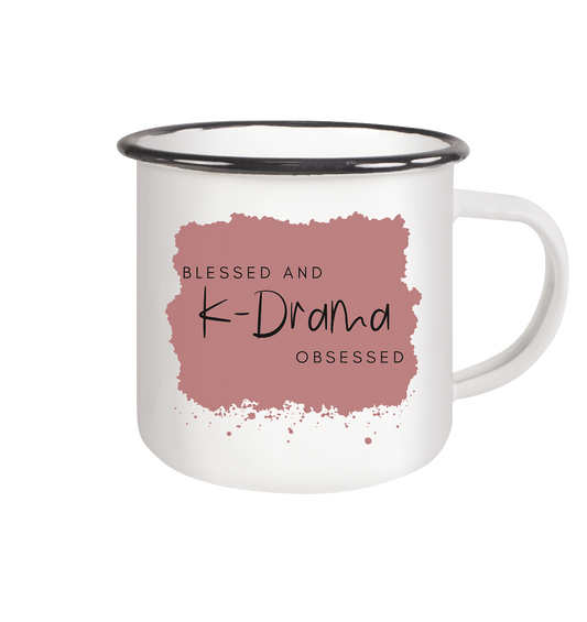 BLESSED AND K-DRAMA OBSESSED - Enamel Mug (Black)