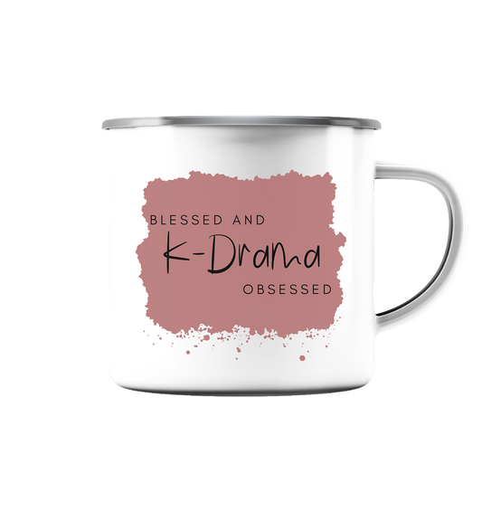 BLESSED AND K-DRAMA OBSESSED - Enamel Mug (Silver)