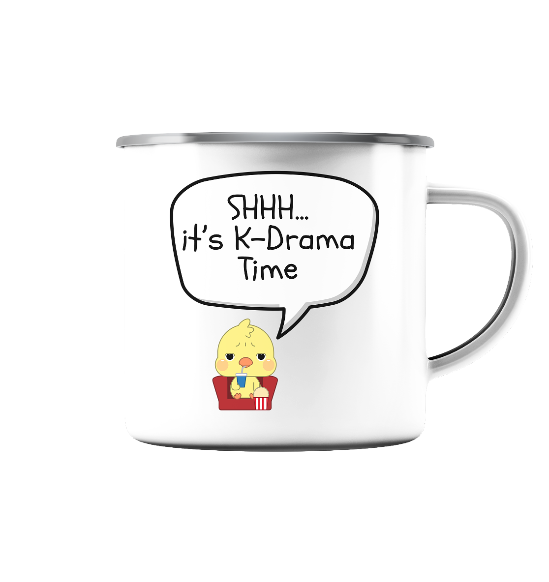 SHHH... IT'S K-DRAMA TIME - Enamel Mug (Silver)