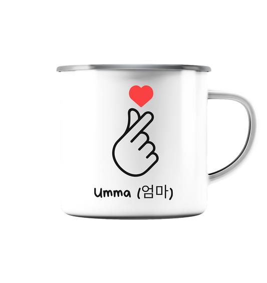 UMMA + FINGERHEART - DOUBLE-SIDED - Enamel Mug (Silver)