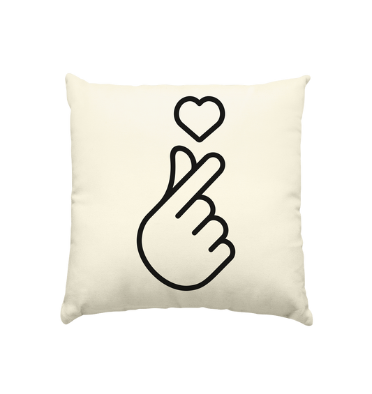 Finger heart with heart - cushion natural 40x40cm