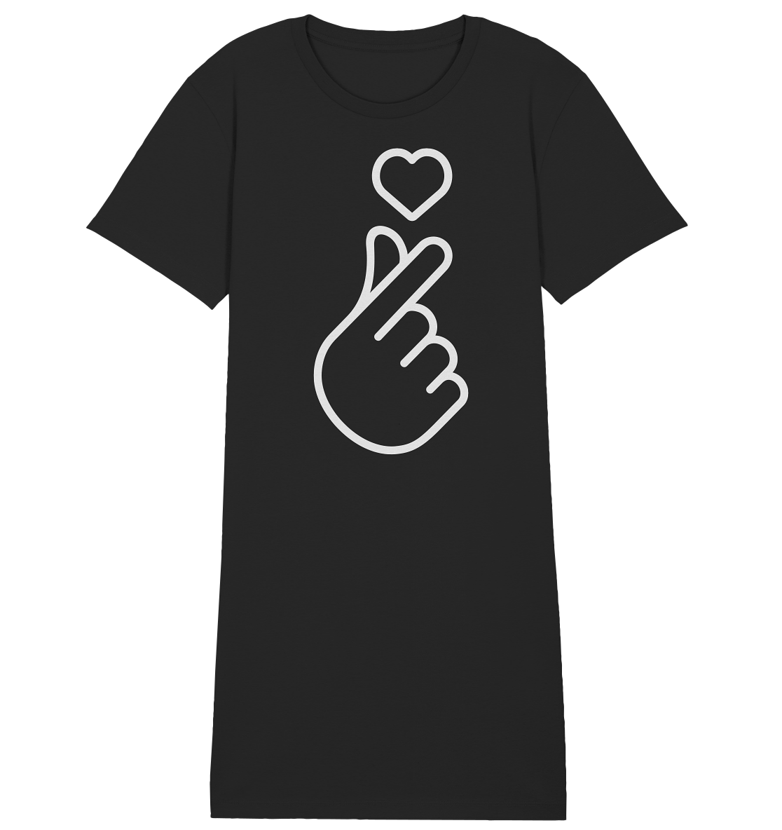 Finger heart with heart - Ladies Organic Shirt Dress