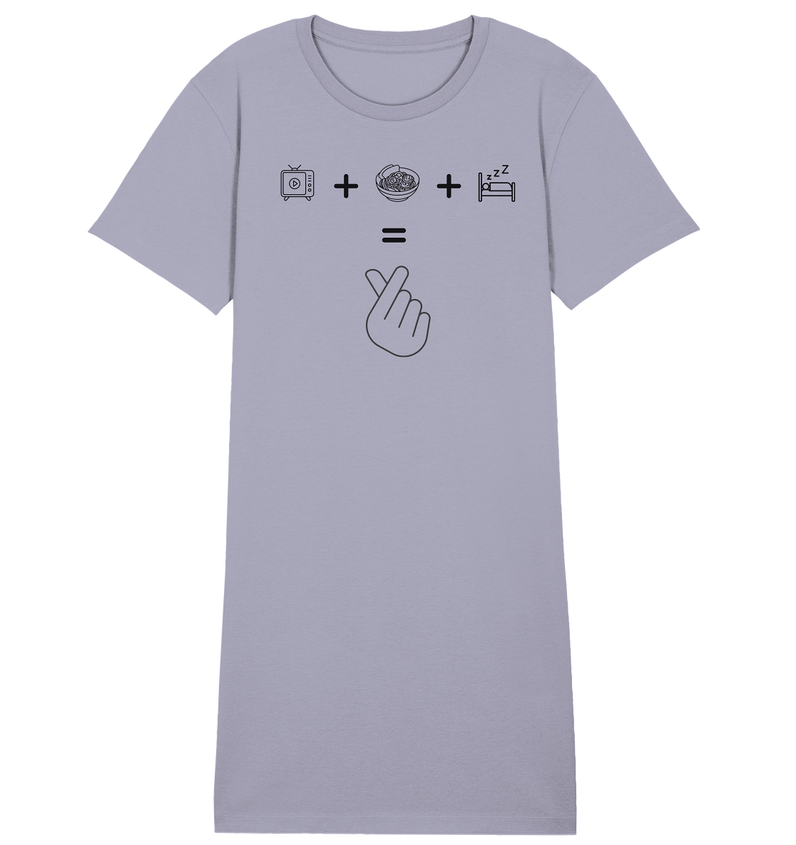 K-Drama, Ramen, Sleep, Finger Heart - Ladies Organic Shirt Dress