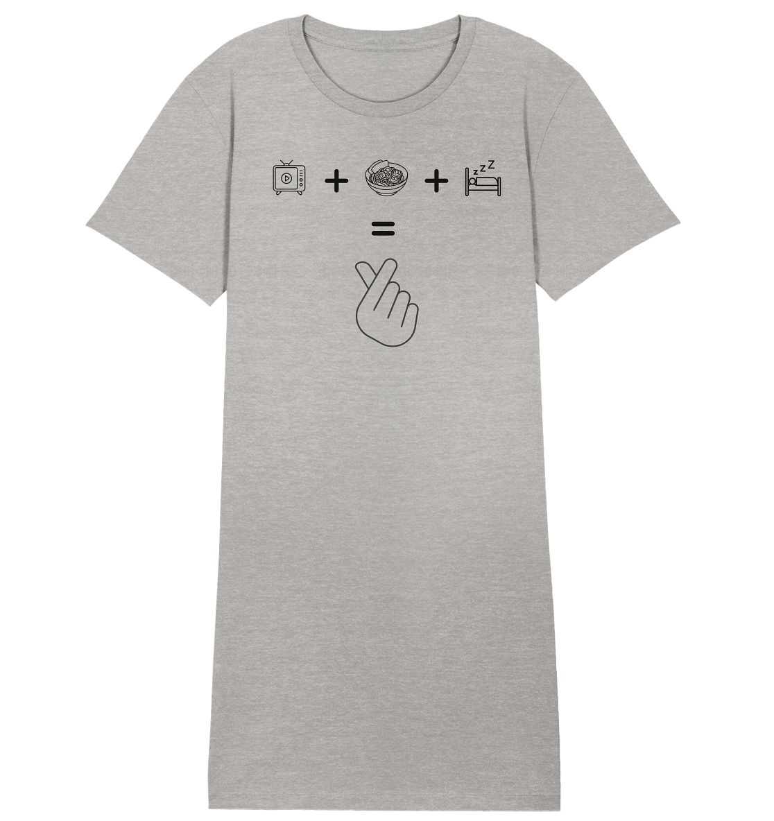 K-Drama, Ramen, Sleep, Finger Heart - Ladies Organic Shirt Dress