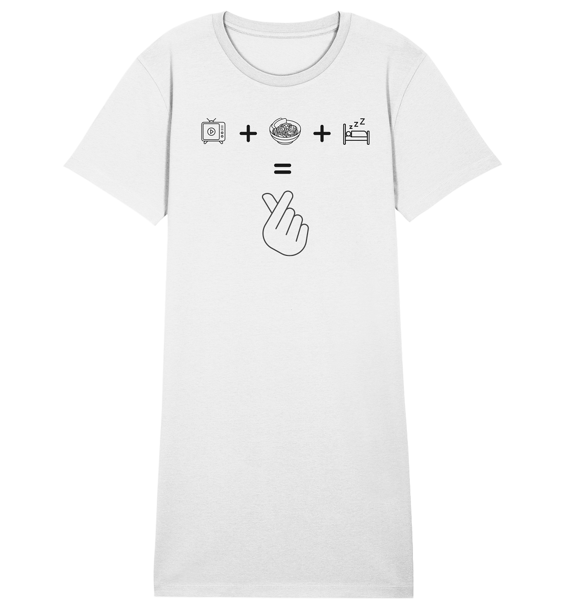 K-Drama, Ramen, Sleep, Finger Heart - Ladies Organic Shirt Dress