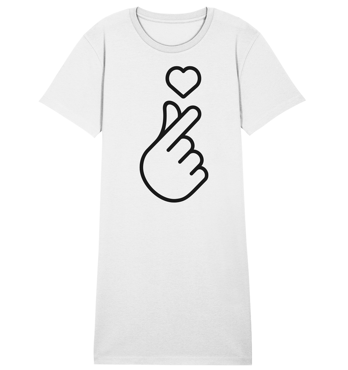 Finger heart with heart - Ladies Organic Shirt Dress