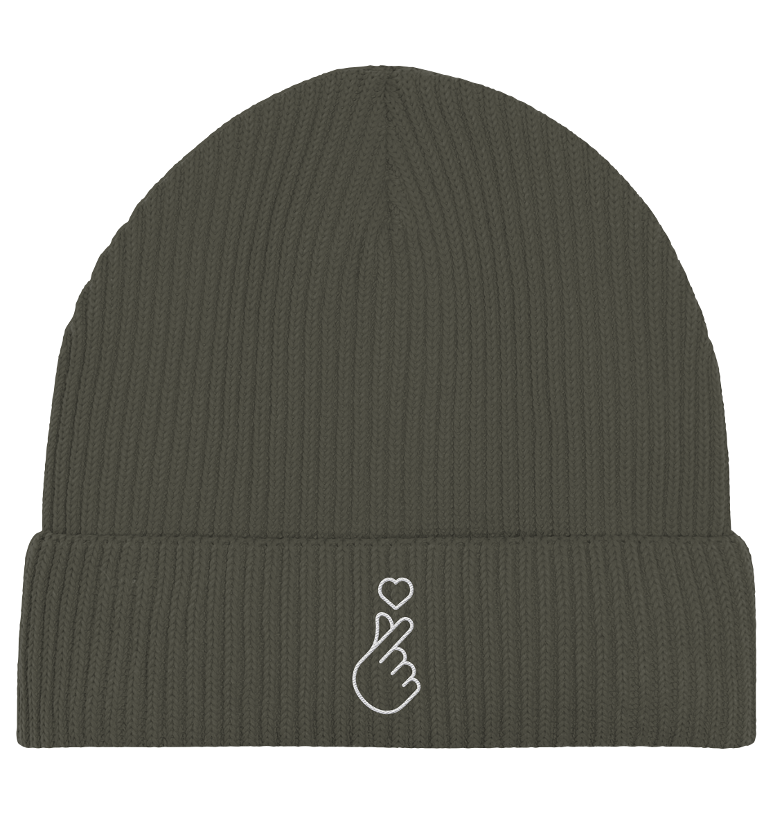 Finger Heart with Heart Stick - Organic Fisherman Beanie