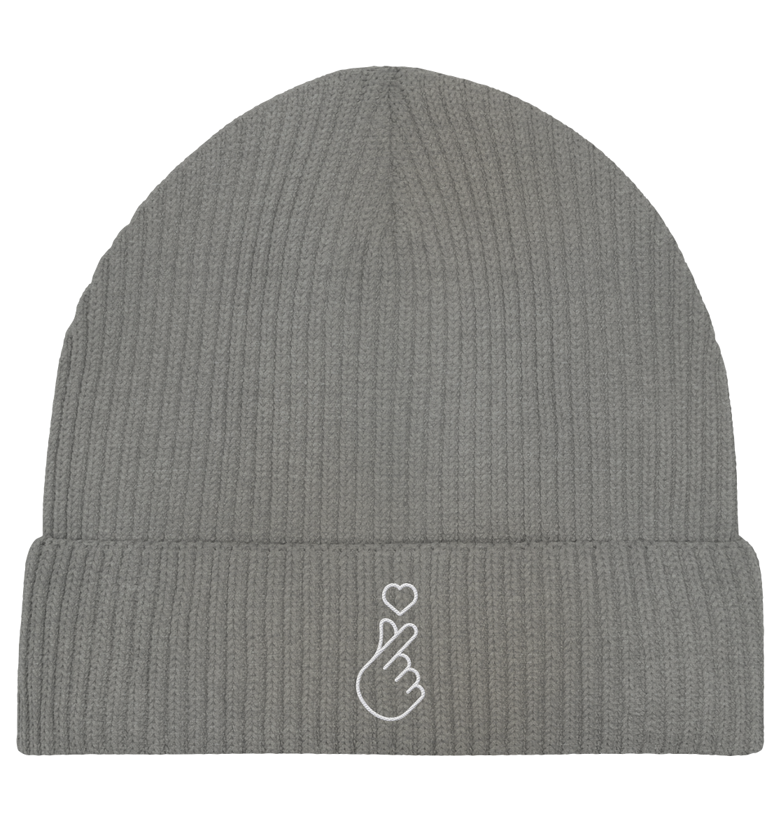Finger Heart with Heart Stick - Organic Fisherman Beanie