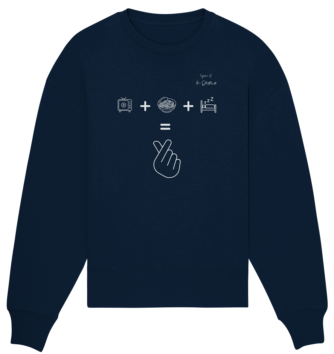 K-Drama, Ramen, Sleep, Finger Heart - Organic Oversize Sweatshirt