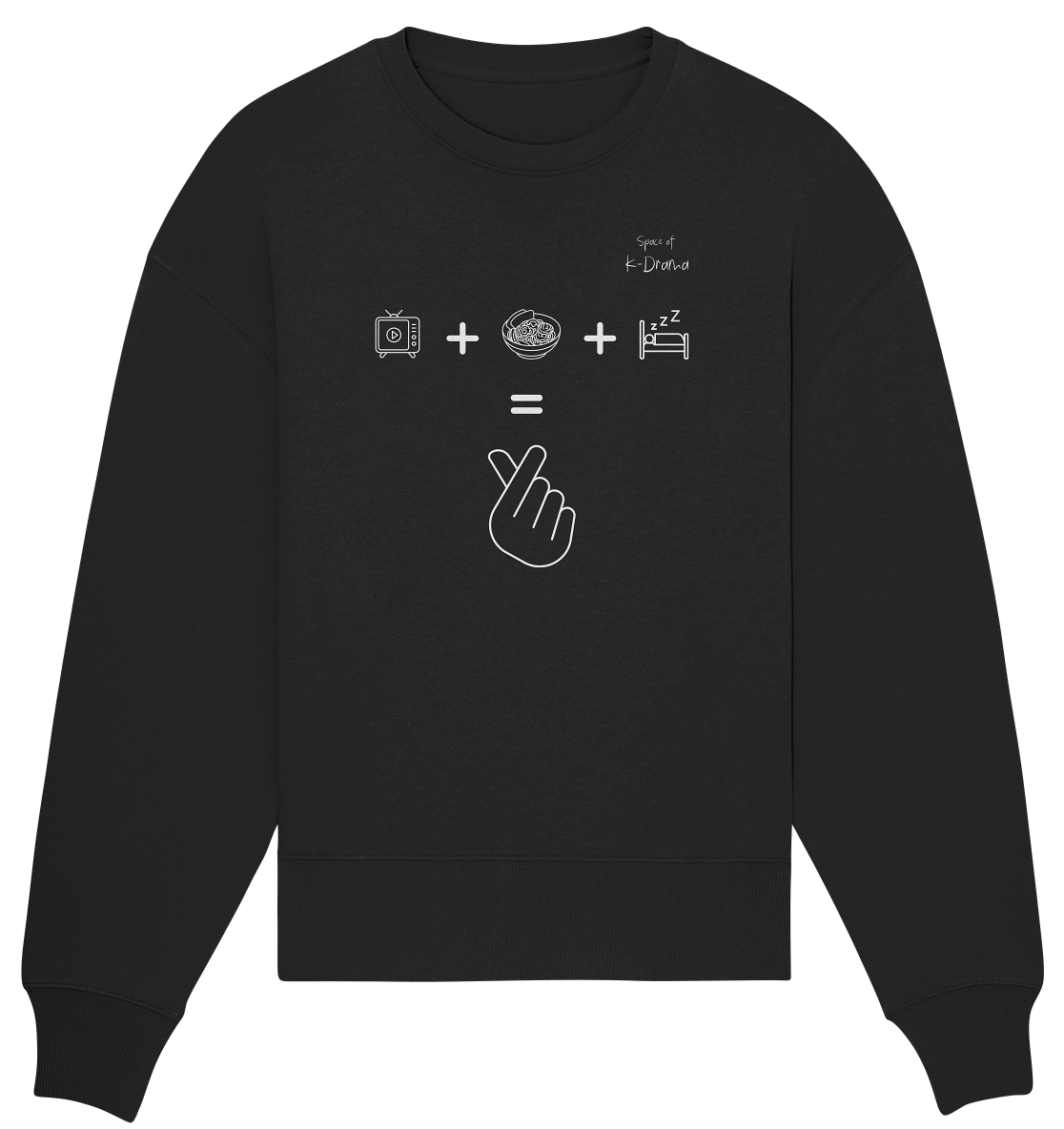 K-Drama, Ramen, Sleep, Finger Heart - Organic Oversize Sweatshirt