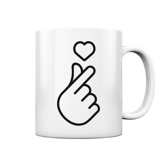 Finger heart with heart - cup glossy